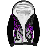 Personalised New Zealand Sherpa Hoodie Te Manaia Mangopare Maori And Fern Purple Style - Wonder Print Shop