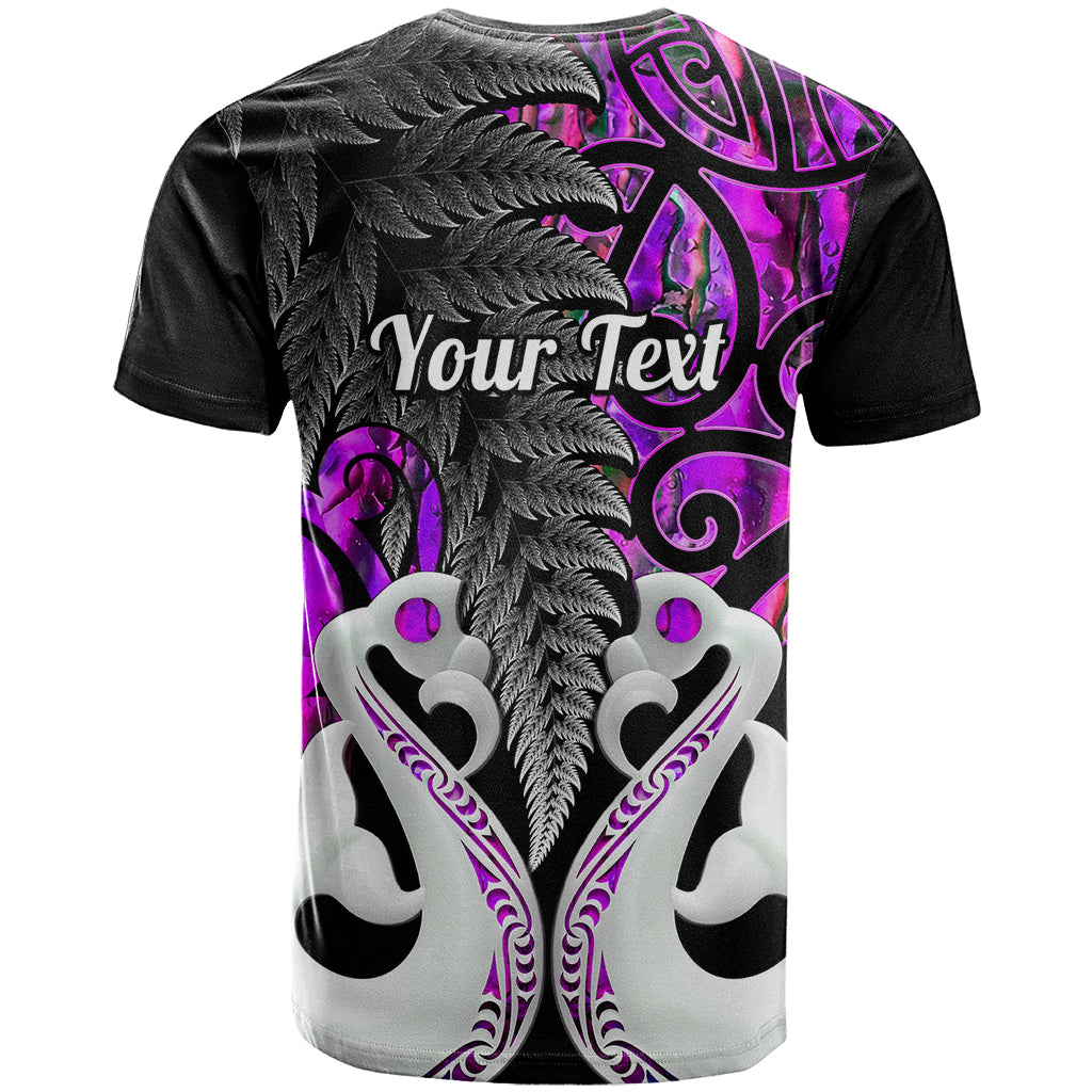Personalised New Zealand T Shirt Te Manaia Mangopare Maori And Fern Purple Style - Wonder Print Shop