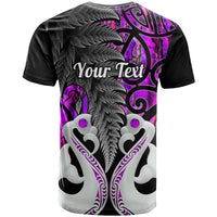 Personalised New Zealand T Shirt Te Manaia Mangopare Maori And Fern Purple Style - Wonder Print Shop