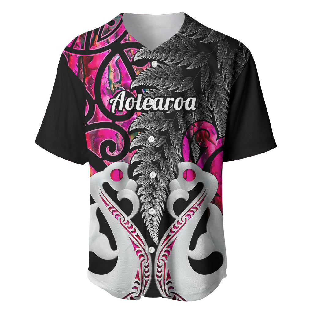 Personalised New Zealand Baseball Jersey Te Manaia Mangopare Maori And Fern Pink Style - Wonder Print Shop