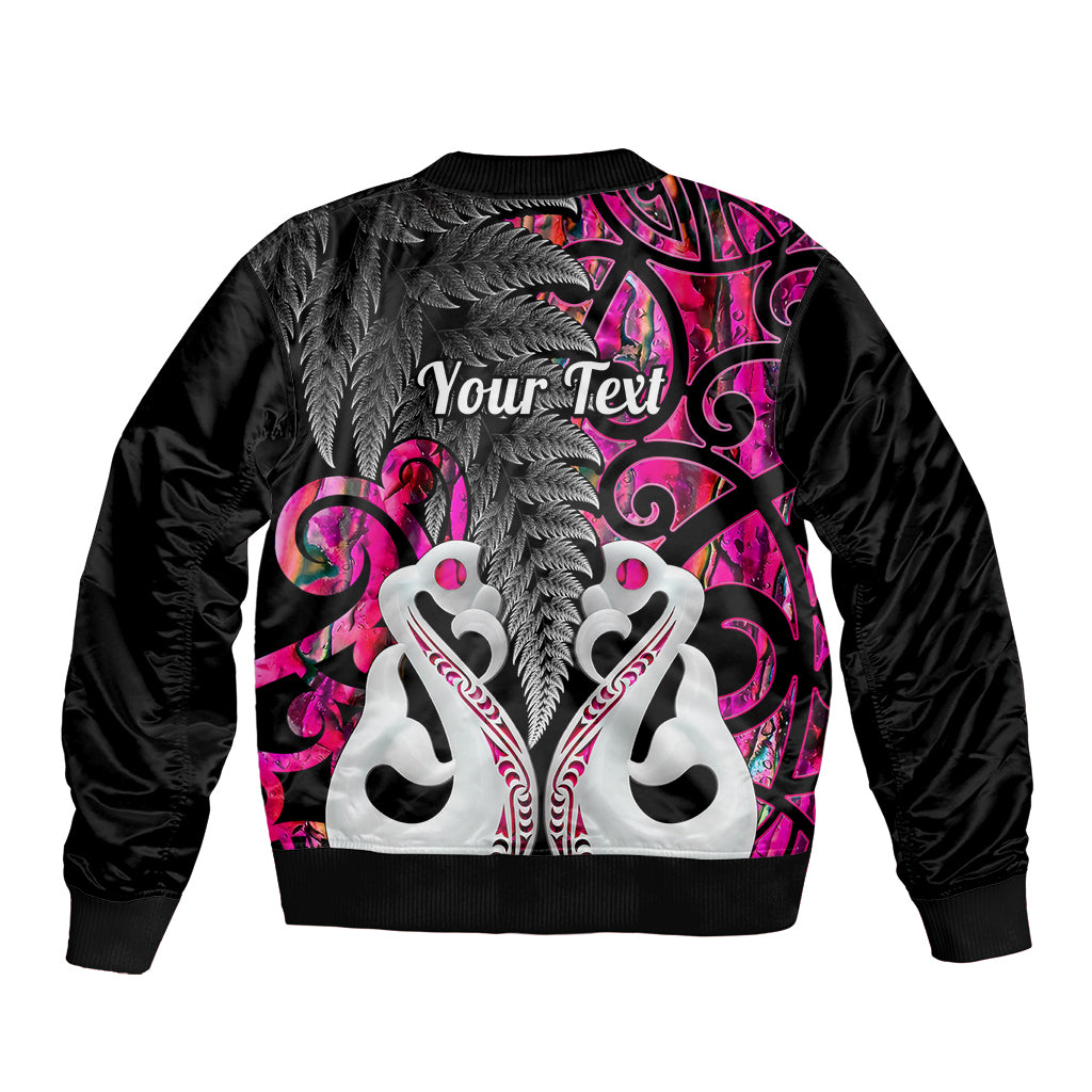 Personalised New Zealand Bomber Jacket Te Manaia Mangopare Maori And Fern Pink Style - Wonder Print Shop
