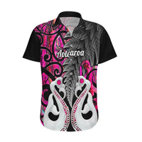 Personalised New Zealand Hawaiian Shirt Te Manaia Mangopare Maori And Fern Pink Style - Wonder Print Shop