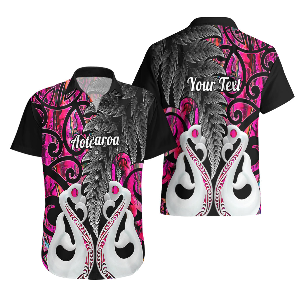 Personalised New Zealand Hawaiian Shirt Te Manaia Mangopare Maori And Fern Pink Style - Wonder Print Shop