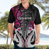 Personalised New Zealand Hawaiian Shirt Te Manaia Mangopare Maori And Fern Pink Style - Wonder Print Shop
