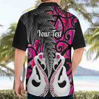 Personalised New Zealand Hawaiian Shirt Te Manaia Mangopare Maori And Fern Pink Style - Wonder Print Shop