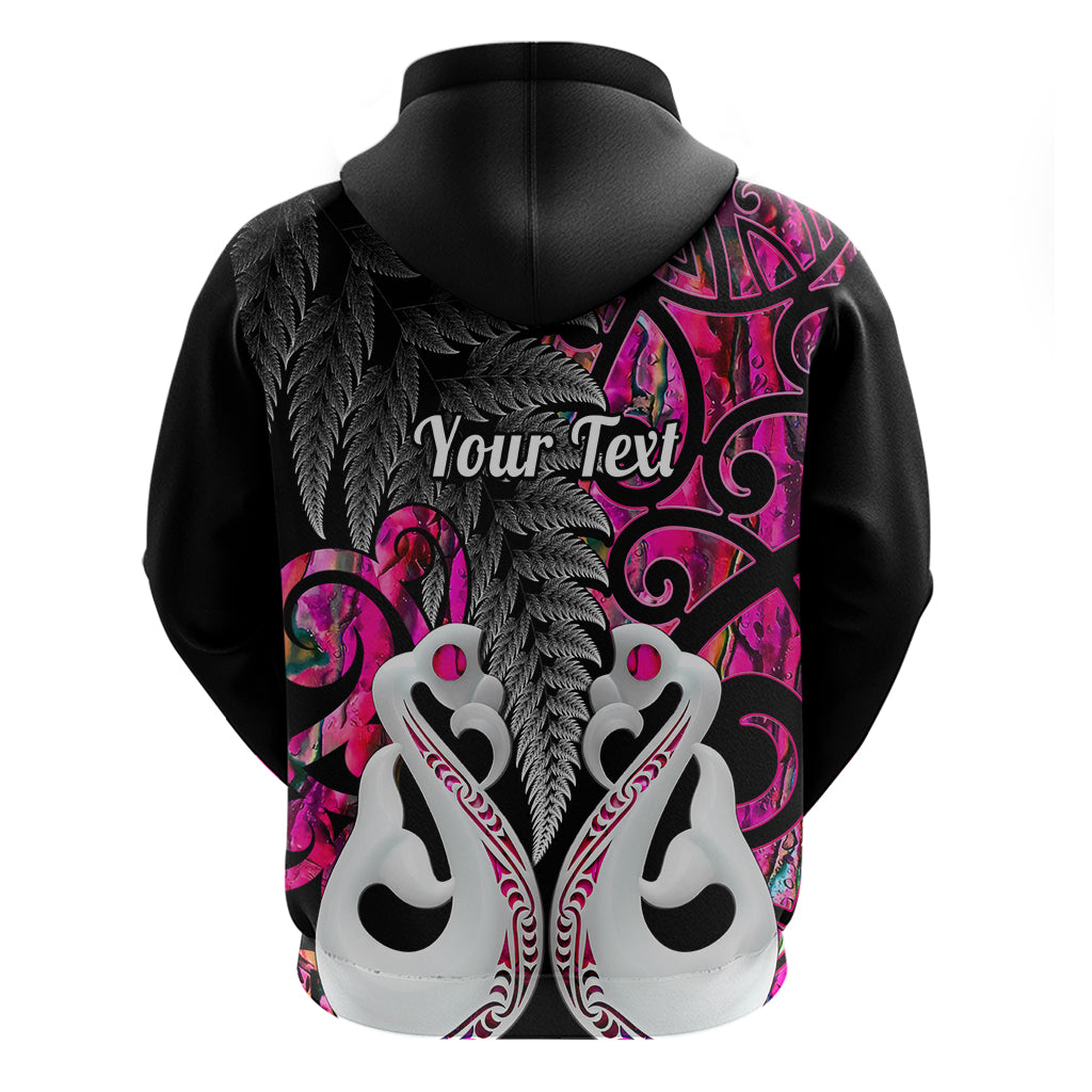 Custom New Zealand Hoodie Te Manaia Mangopare Maori And Fern Pink Style - Wonder Print Shop