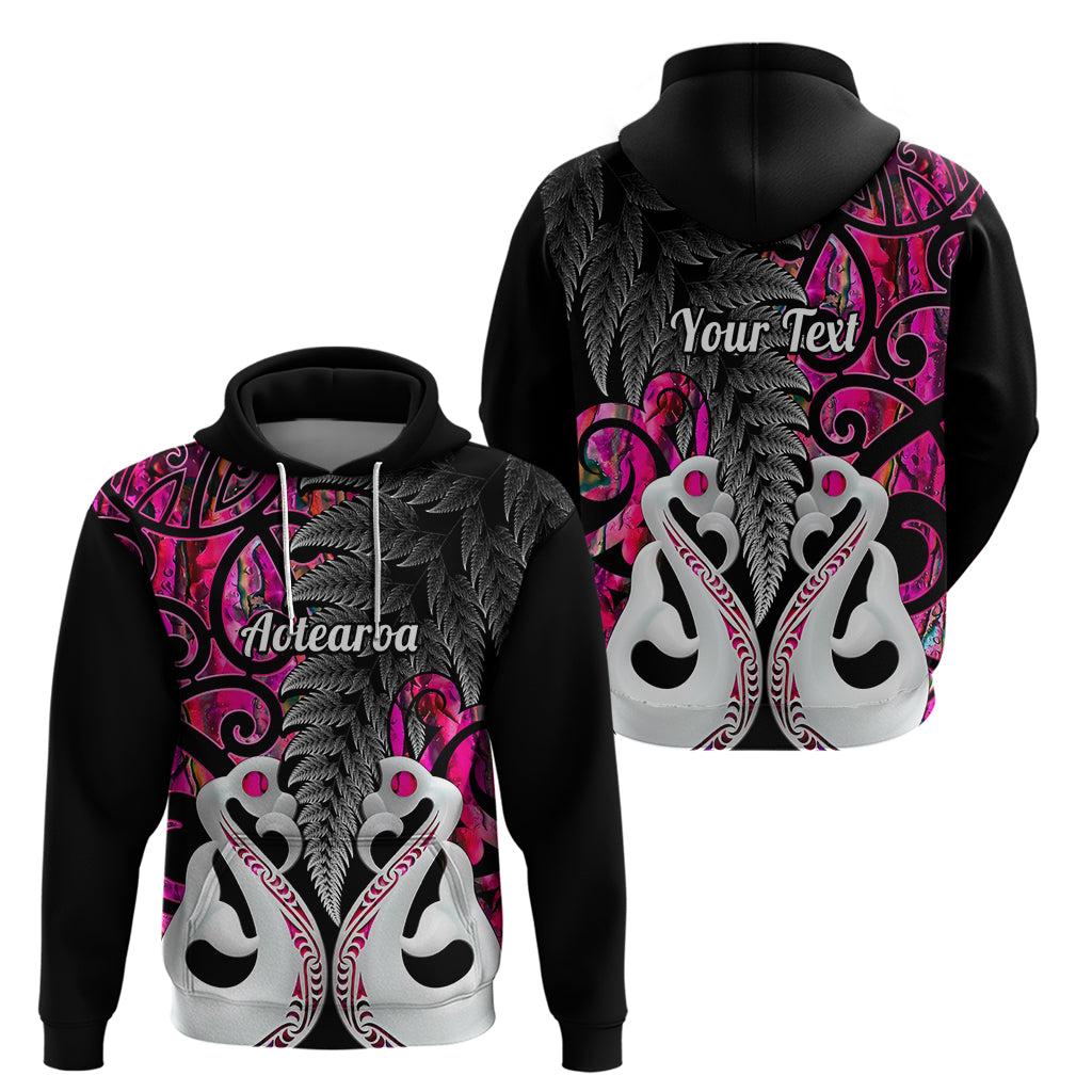 Custom New Zealand Hoodie Te Manaia Mangopare Maori And Fern Pink Style - Wonder Print Shop