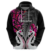 Custom New Zealand Hoodie Te Manaia Mangopare Maori And Fern Pink Style - Wonder Print Shop