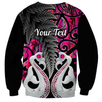 Personalised New Zealand Sweatshirt Te Manaia Mangopare Maori And Fern Pink Style - Wonder Print Shop