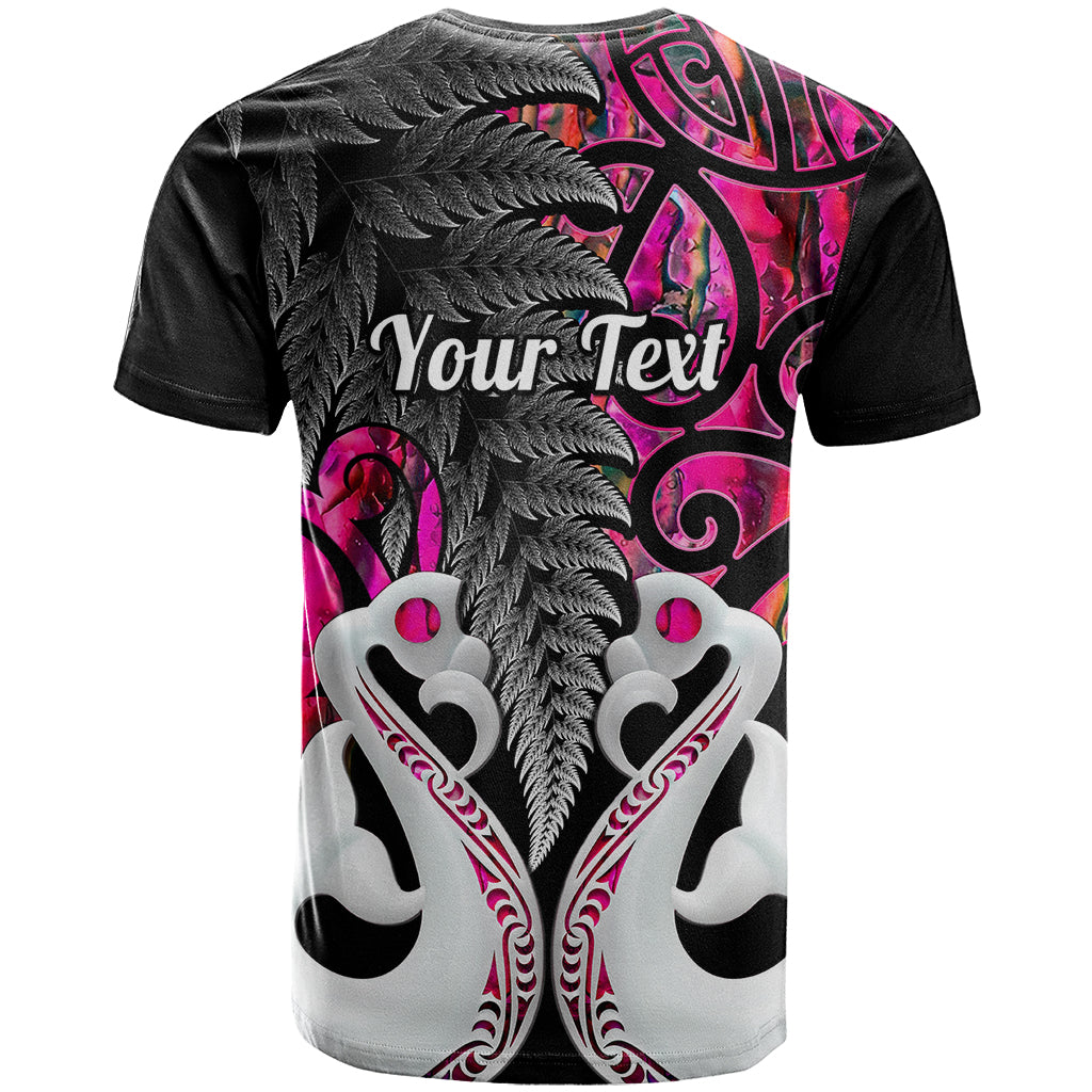 Personalised New Zealand T Shirt Te Manaia Mangopare Maori And Fern Pink Style - Wonder Print Shop