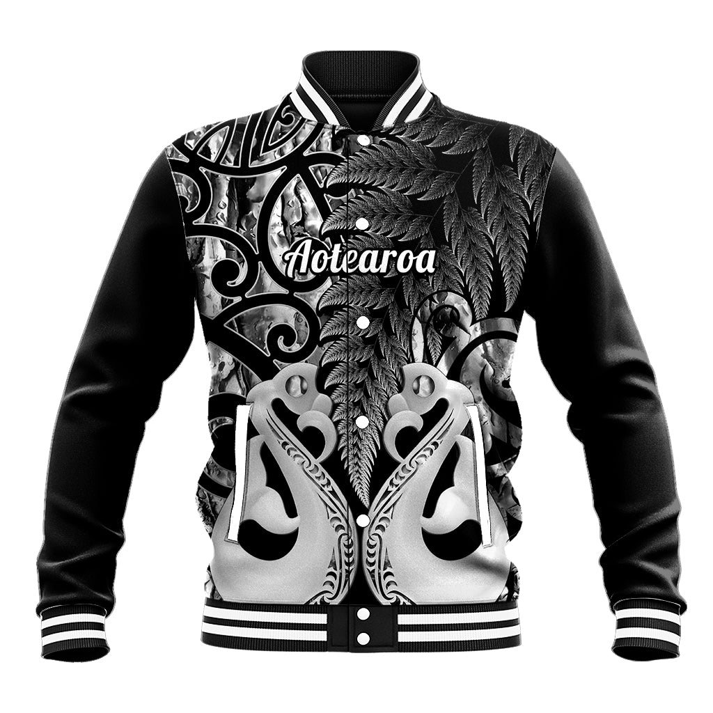 Personalised New Zealand Baseball Jacket Te Manaia Mangopare Maori And Fern Black Style - Wonder Print Shop