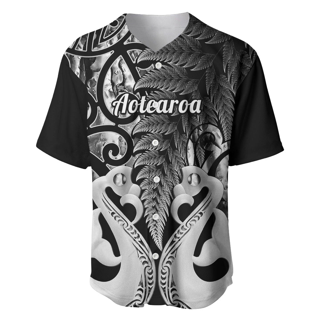Personalised New Zealand Baseball Jersey Te Manaia Mangopare Maori And Fern Black Style - Wonder Print Shop