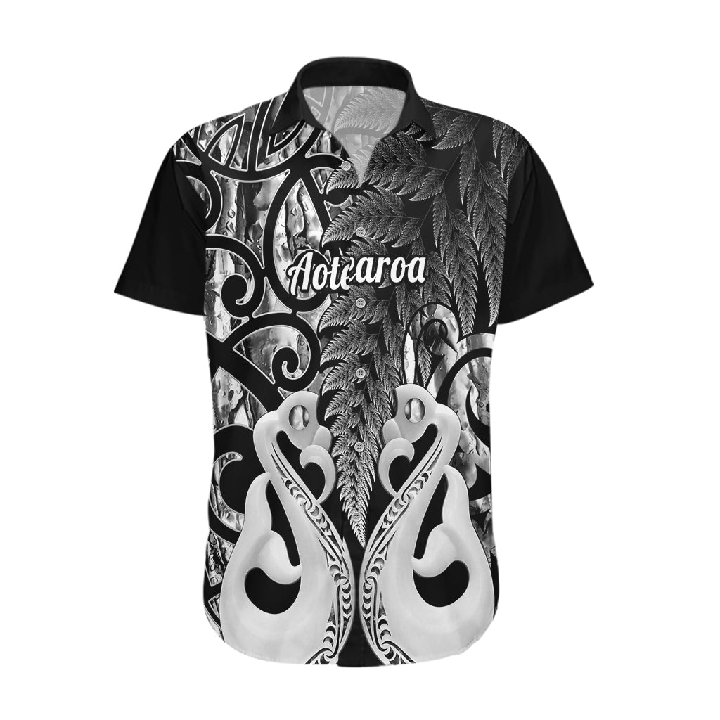 Personalised New Zealand Hawaiian Shirt Te Manaia Mangopare Maori And Fern Black Style - Wonder Print Shop