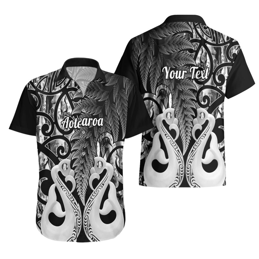 Personalised New Zealand Hawaiian Shirt Te Manaia Mangopare Maori And Fern Black Style - Wonder Print Shop