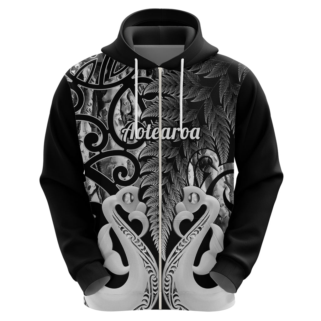 Custom New Zealand Hoodie Te Manaia Mangopare Maori And Fern Black Style - Wonder Print Shop