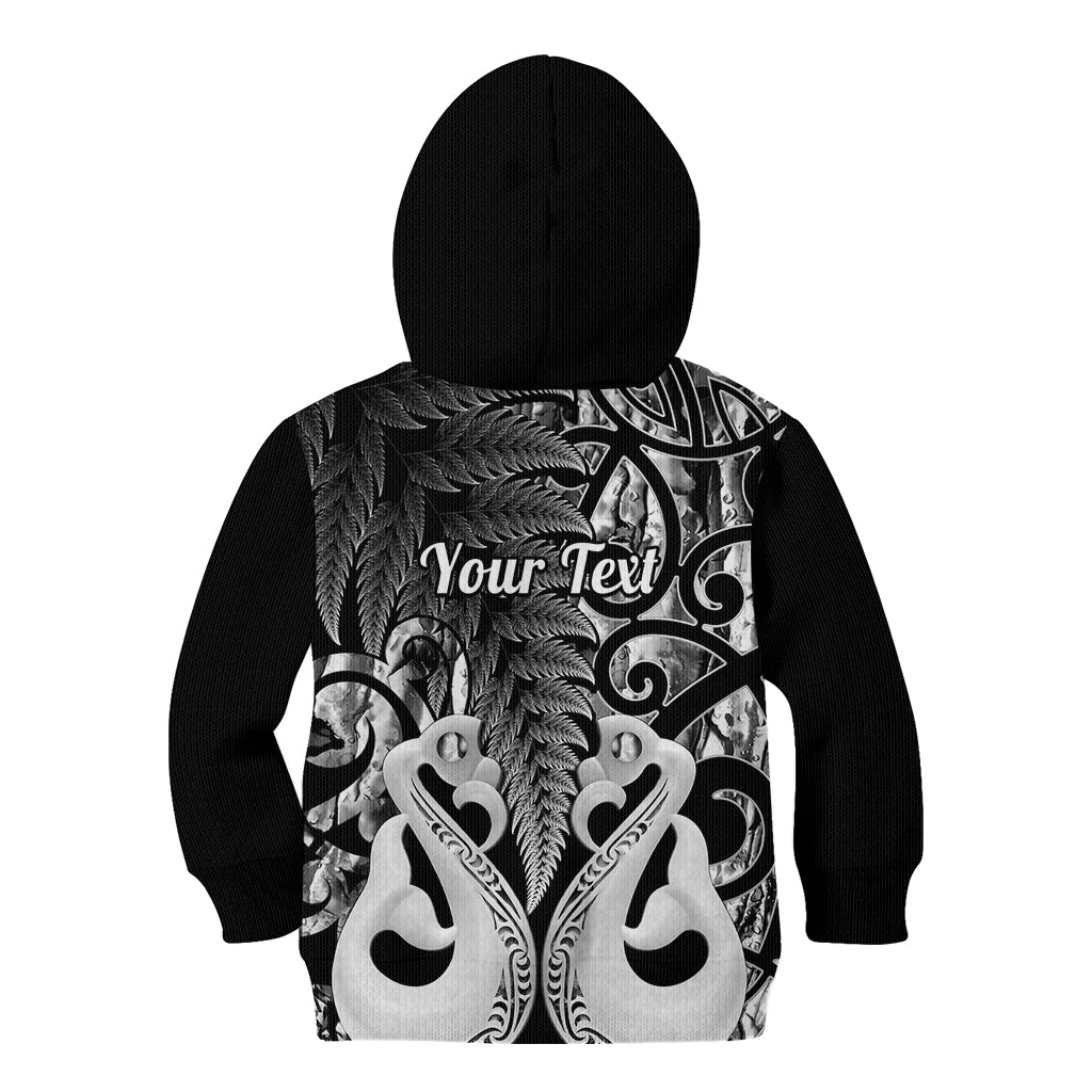 Personalised New Zealand Kid Hoodie Te Manaia Mangopare Maori And Fern Black Style - Wonder Print Shop