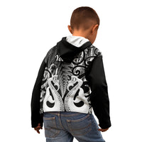 Personalised New Zealand Kid Hoodie Te Manaia Mangopare Maori And Fern Black Style - Wonder Print Shop