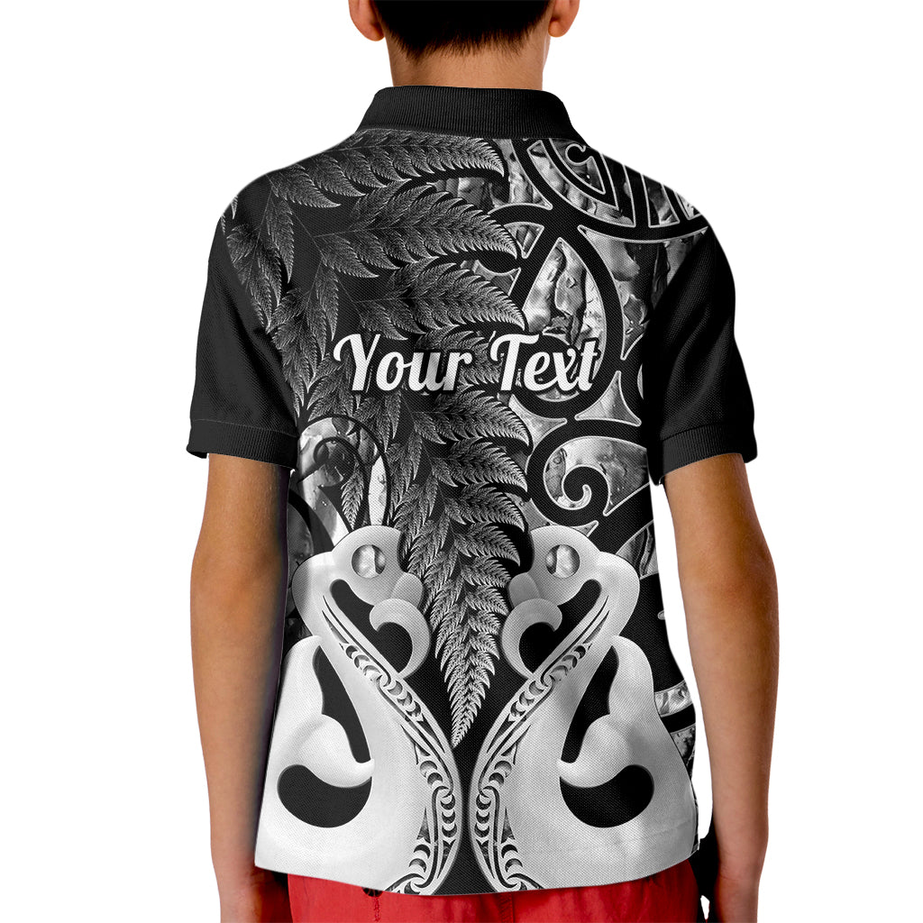 Custom New Zealand Polo Shirt for Kid Te Manaia Mangopare Maori And Fern Black Style - Wonder Print Shop