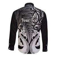 Personalised New Zealand Long Sleeve Button Shirt Te Manaia Mangopare Maori And Fern Black Style - Wonder Print Shop