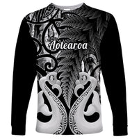 Personalised New Zealand Long Sleeve Shirt Te Manaia Mangopare Maori And Fern Black Style - Wonder Print Shop