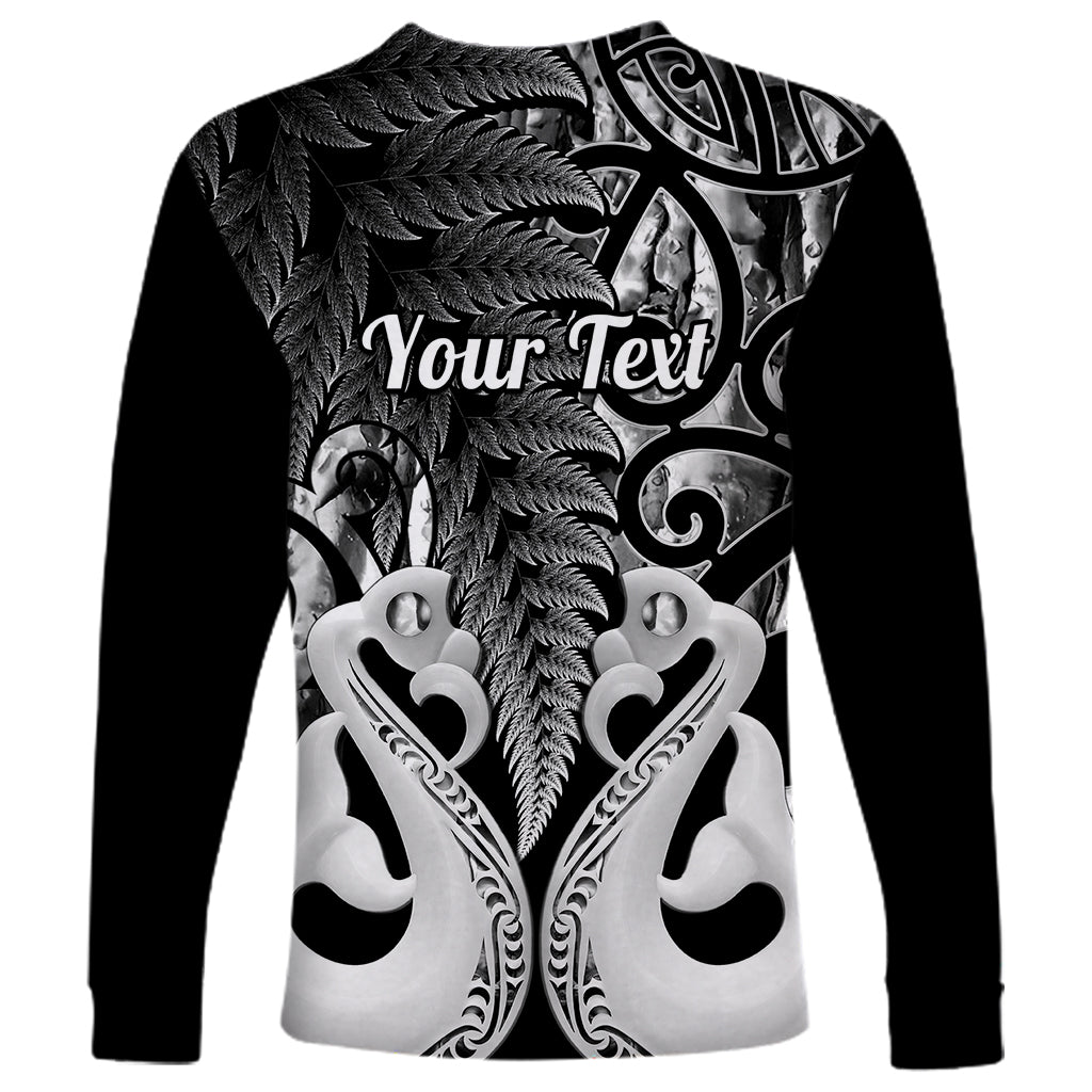 Personalised New Zealand Long Sleeve Shirt Te Manaia Mangopare Maori And Fern Black Style - Wonder Print Shop