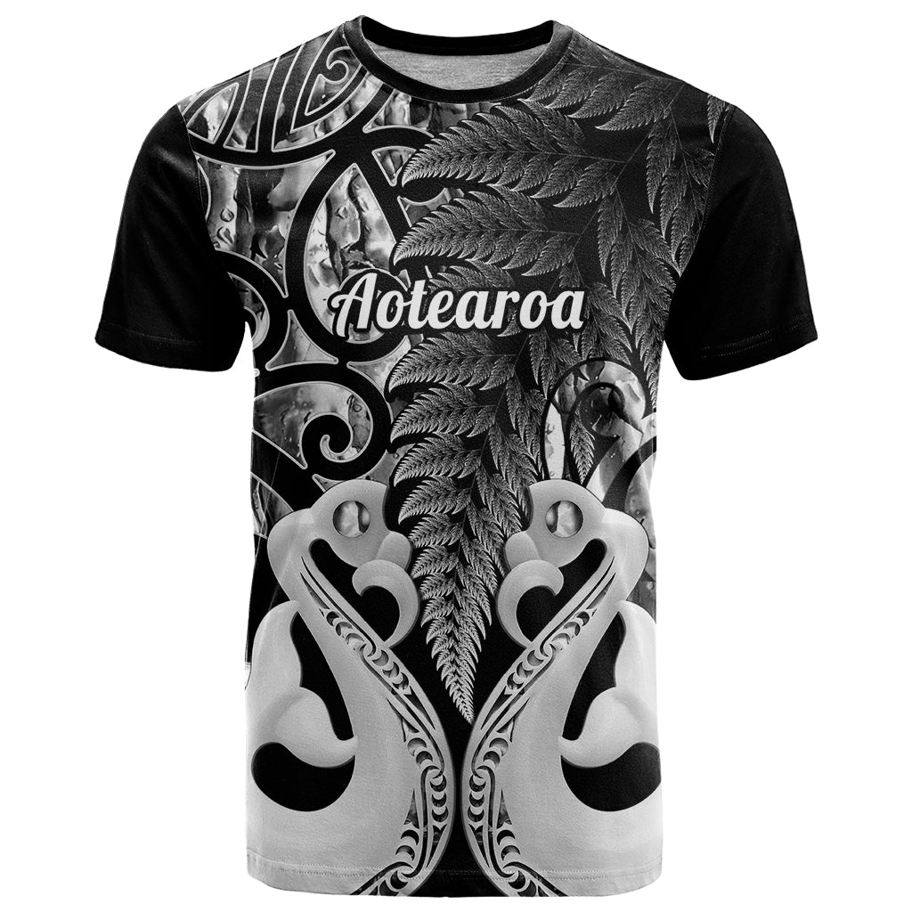 Personalised New Zealand T Shirt Te Manaia Mangopare Maori And Fern Black Style - Wonder Print Shop