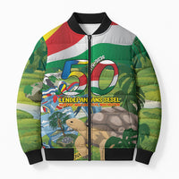 Seychelles National Day Personalized Bomber Puffer Jacket 50 Years Anniversary Lendepandans Sesel