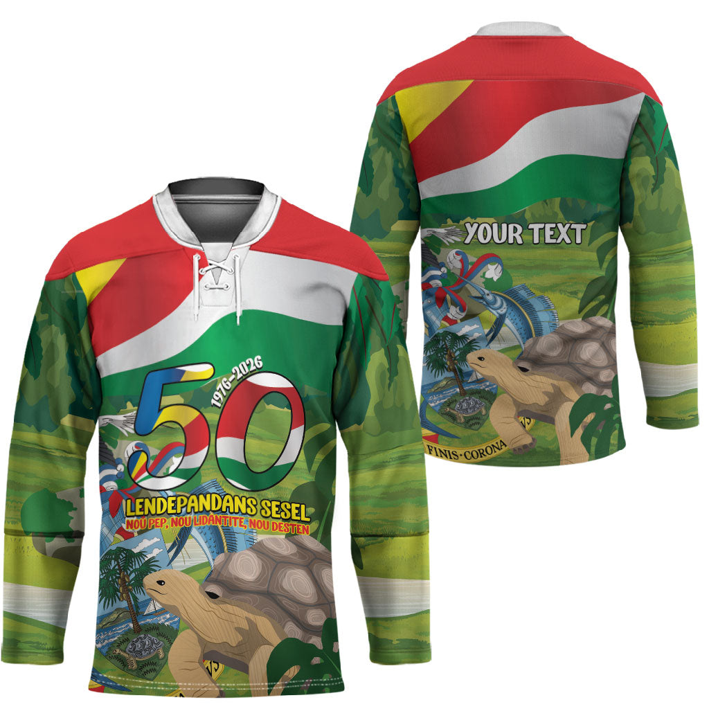 Seychelles National Day Personalized Hockey Jersey 50 Years Anniversary Lendepandans Sesel