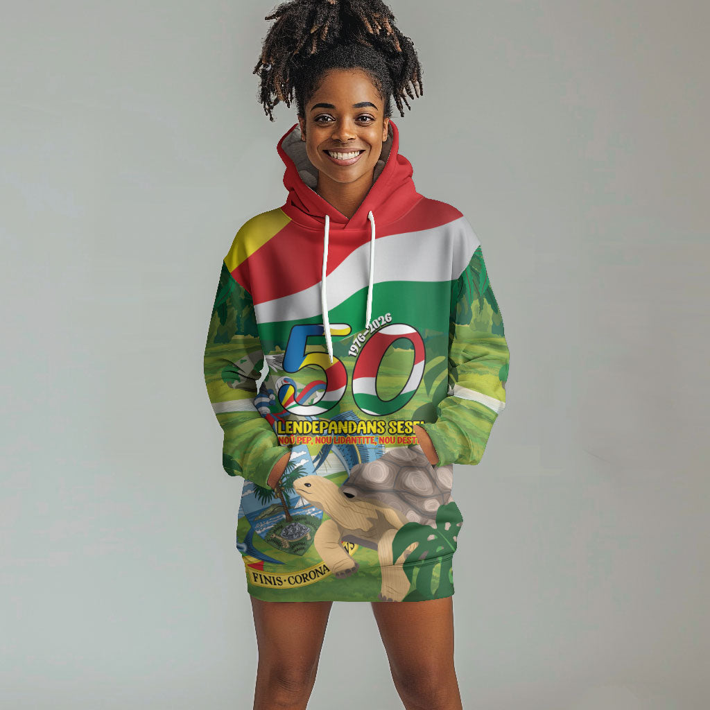 Seychelles National Day Personalized Hoodie Dress 50 Years Anniversary Lendepandans Sesel