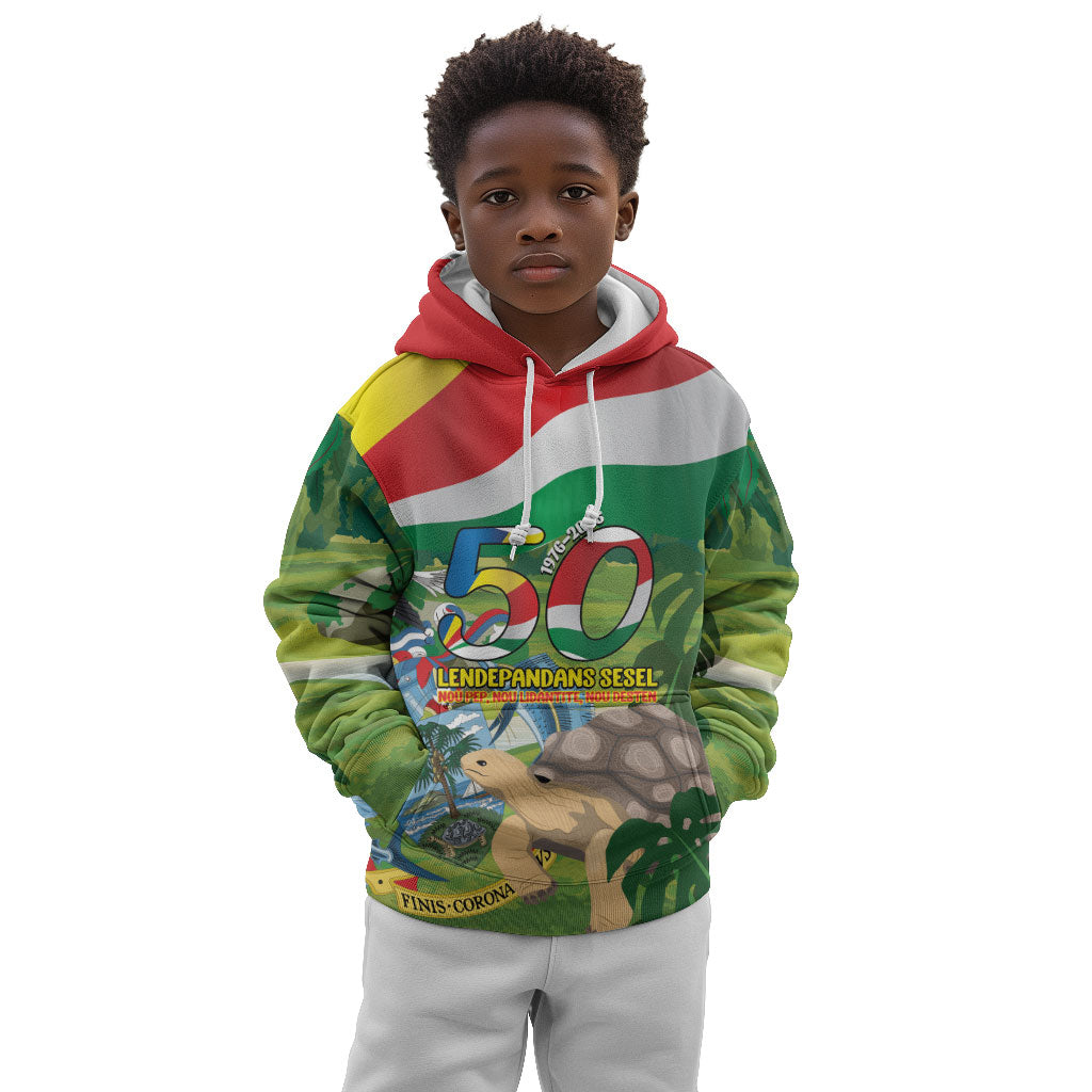 Seychelles National Day Personalized Kid Hoodie 50 Years Anniversary Lendepandans Sesel
