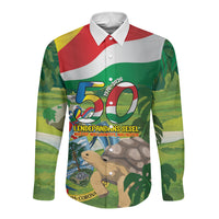 Seychelles National Day Personalized Long Sleeve Button Shirt 50 Years Anniversary Lendepandans Sesel