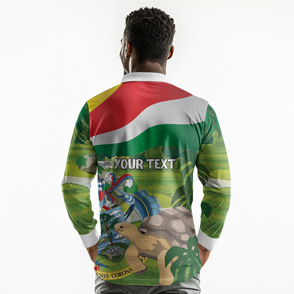 Seychelles National Day Personalized Long Sleeve Polo Shirt 50 Years Anniversary Lendepandans Sesel