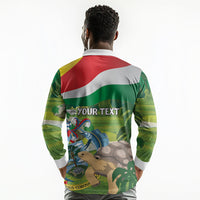 Seychelles National Day Personalized Long Sleeve Polo Shirt 50 Years Anniversary Lendepandans Sesel