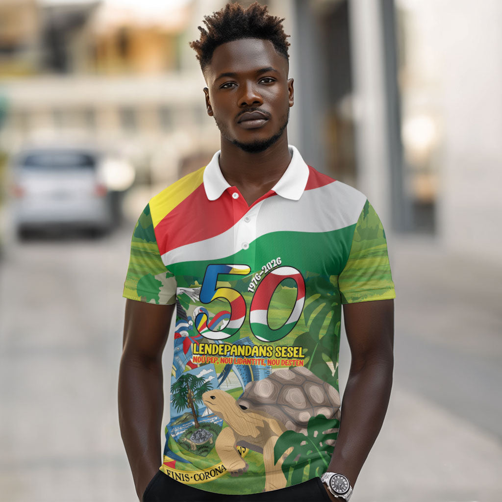 Seychelles National Day Personalized Polo Shirt 50 Years Anniversary Lendepandans Sesel