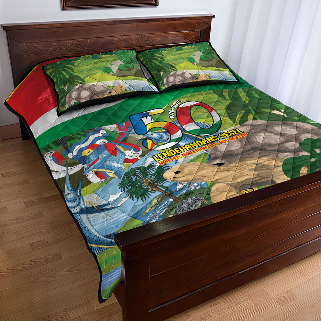 Seychelles National Day Quilt Bed Set 50 Years Anniversary Lendepandans Sesel