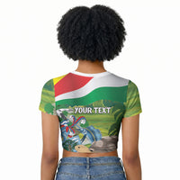 Seychelles National Day Personalized Raglan Cropped T shirt 50 Years Anniversary Lendepandans Sesel