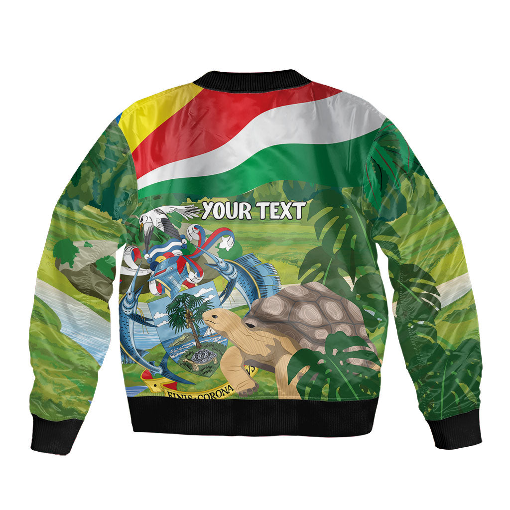 Seychelles National Day Personalized Sleeve Zip Bomber Jacket 50 Years Anniversary Lendepandans Sesel