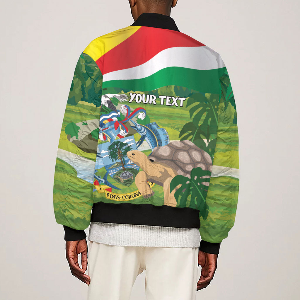 Seychelles National Day Personalized Sleeve Zip Bomber Jacket 50 Years Anniversary Lendepandans Sesel