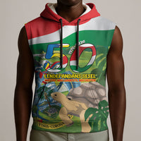 Seychelles National Day Personalized Sleeveless Hoodie 50 Years Anniversary Lendepandans Sesel