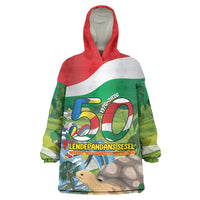 Seychelles National Day Personalized Wearable Blanket Hoodie 50 Years Anniversary Lendepandans Sesel