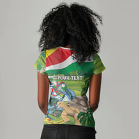 Seychelles National Day Personalized Women V-Neck T-Shirt 50 Years Anniversary Lendepandans Sesel