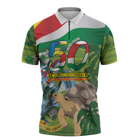 Seychelles National Day Personalized Zipper Polo Shirt 50 Years Anniversary Lendepandans Sesel