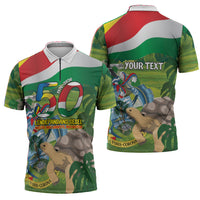 Seychelles National Day Personalized Zipper Polo Shirt 50 Years Anniversary Lendepandans Sesel