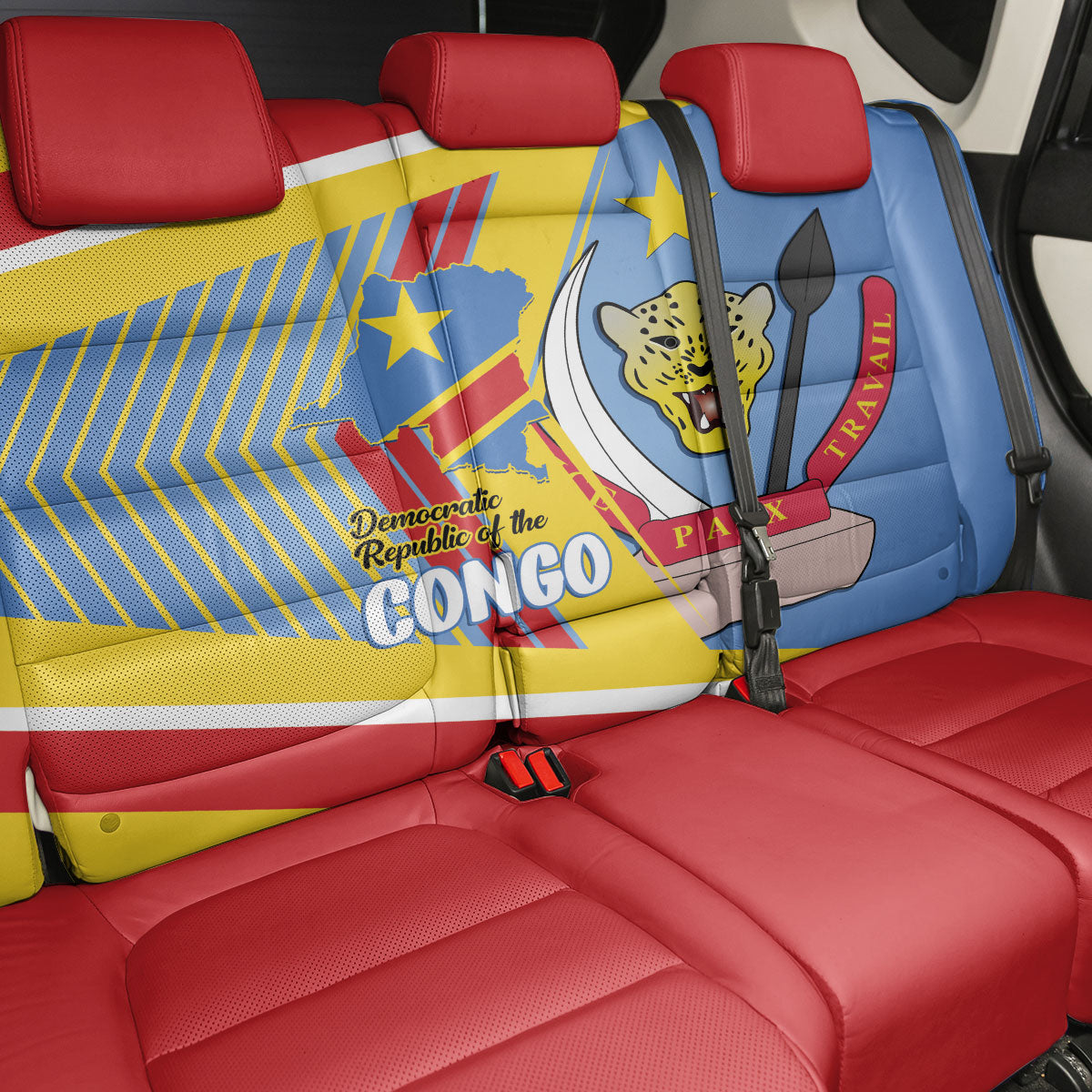 DR Congo Independence Day Back Car Seat Cover Congo-Kinshasa Coat Of Arms Style