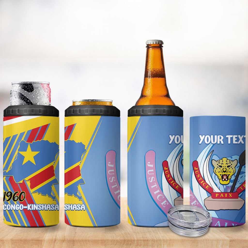 DR Congo Independence Day Personalized 4 in 1 Can Cooler Tumbler Congo-Kinshasa Coat Of Arms Style