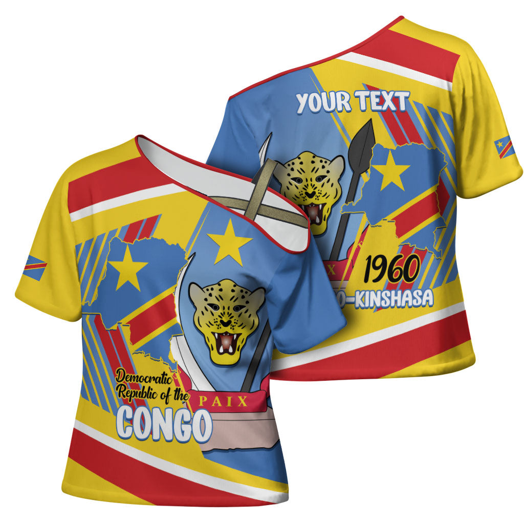 DR Congo Independence Day Personalized Cross Shoulder Shirt Congo-Kinshasa Coat Of Arms Style