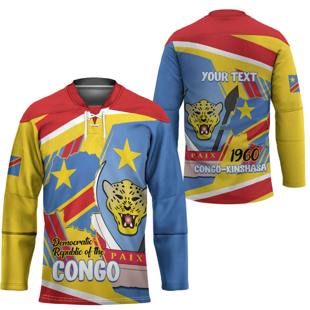 DR Congo Independence Day Personalized Hockey Jersey Congo-Kinshasa Coat Of Arms Style