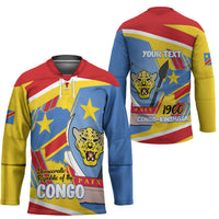 DR Congo Independence Day Personalized Hockey Jersey Congo-Kinshasa Coat Of Arms Style