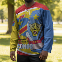 DR Congo Independence Day Personalized Hockey Jersey Congo-Kinshasa Coat Of Arms Style