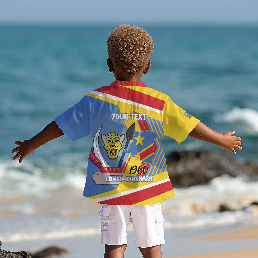 DR Congo Independence Day Personalized Kid Hawaiian Shirt Congo-Kinshasa Coat Of Arms Style